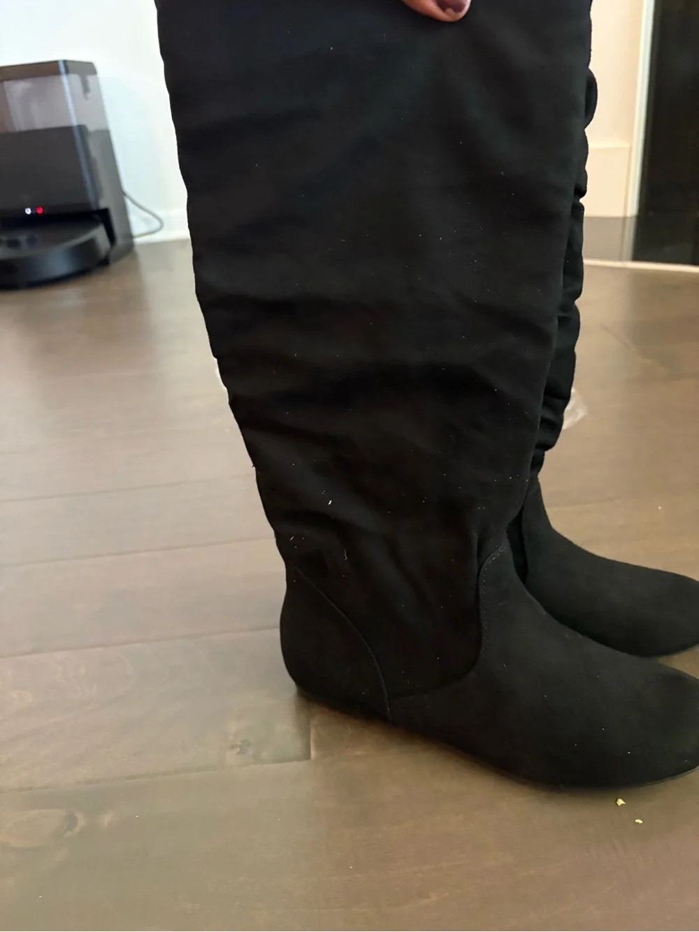 Amazon Black Over-the-Knee Stretch Suede Boots